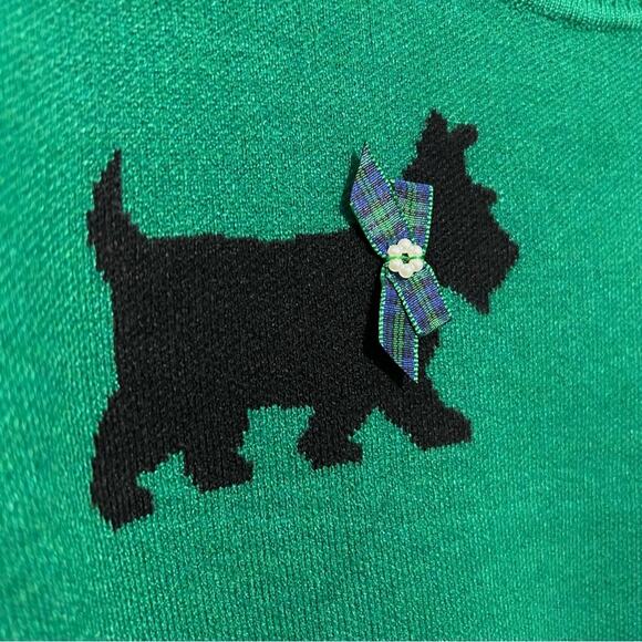Anthropologie Calligraphie Scottie Dog Novelty Sweater Christmas Green NWT sz M - Picture 7 of 9